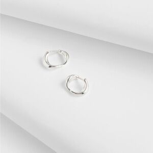 Madewell sterling silver Demi-Fine Twist Huggie Hoop Earrings